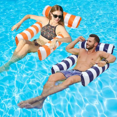 2 Pack Inflatable Pool Floats 4-in-1 Pool Hammock with Bottom Mesh 3 Tubes Inflatable Hammock for Adults,Portable Floating Chair Bed for Travel, Swimming Pool Hot Tub