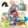 oeleoyi Soft Cars Toys with Voiced Playmat for One Year Old Toddler, Birthday Gifts for Infant 1 to 3 Years Boys and Girls, Musical Mat Easy Storage view 1