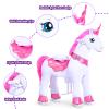 PonyCycle Unicorn Ride on Toys for Girls Horse Spirit Toys, Essential Model E Size 4 for Kids Age 4-8/35.4" Height, Birthday Gifts Plush Walking Animal Giddy up Riding Toys Ride on Pony Pink E412 view 3