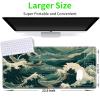 JANENFNA for TCG Playmat with Magic Zones 24 x 14 inches Mousepad Compatible for MTG for TCG Trading Card Game Play Mats Smooth Rubber Surface Play Mat, Green Wave view 2