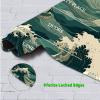 JANENFNA for TCG Playmat with Magic Zones 24 x 14 inches Mousepad Compatible for MTG for TCG Trading Card Game Play Mats Smooth Rubber Surface Play Mat, Green Wave view 3