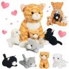 5 Pieces Cat Stuffed Animal with Babies Inside Belly 1 Mommy Stuffed Cat Toy with 4 Baby Plush Kittens, Orange Tabby Cat Plush Stuffed Kitty Plush Toys for Kids Birthday Party Favors Surprise Gifts view 1