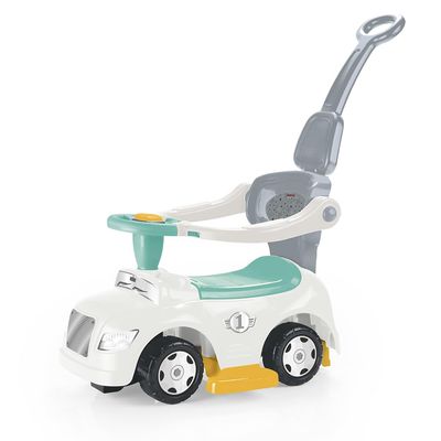 DOLU: Ride-On Car: 3-in-1 Walk & Drive - White, Green, Yellow - 3 Modes: Stroller-Walker-Push Car, Parent Handle, Horn, Baby & Toddler Ages 12 Mo+