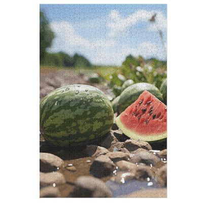 1000 PCS Jigsaw Puzzle for Adults Personalized Picture Puzzle Watermelon on The Ground Customized Wooden Puzzle for Family, Birthday, Wedding, Game Nights Gifts