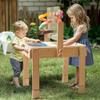 bopoobo Sand and Water Table for Toddlers, 4 in 1 Kids Wooden Sensory Activity Table with 2 Storage Bins, Painting Acrylic Board, Slide Track Toy & Windmill Suction Cups Toy, Beach Accessories view 1