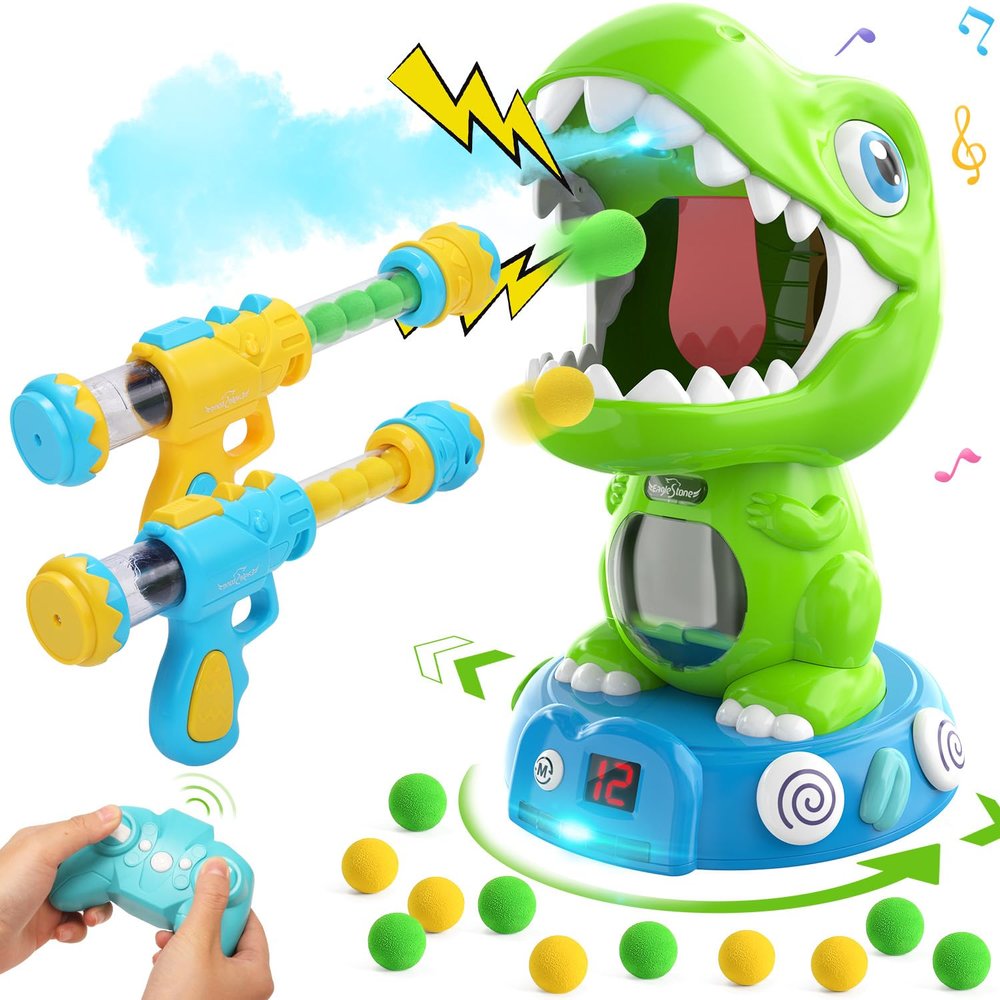 EagleStone Remote Control Movable Shooting Dinosaur Toys for Kids 3-5,5-7,Electronic Dino Shooting Game with Spay & Auto Scoring, Light & Sounds,Party Favors,Toys for 3,4,5 6,7 8 Year Old Boys& Girls