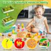 78Pc Pretend Play Food for Kids Kitchen, Cutting Toy Food with Storage Basket, Play Kitchen Accessories, Food Toys with Veggies, Fruits, Fake Food with Pizza Toy, Pretend Food, Boys Girls Gift view 3