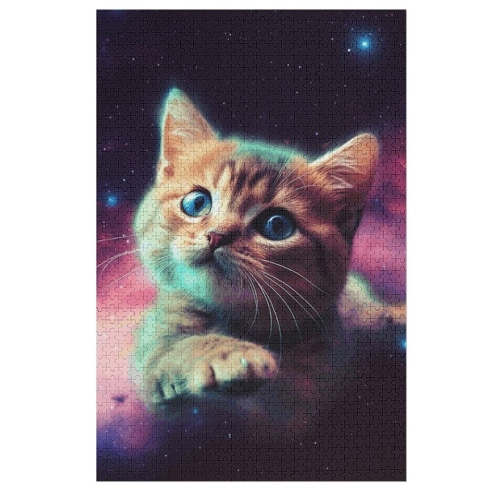 1000 PCS Jigsaw Puzzle for Adults Personalized Picture Puzzle Galaxy Cat Baby Customized Wooden Puzzle for Family, Birthday, Wedding, Game Nights Gifts