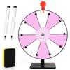 12 Inch Spinning Prize Wheel, 10 Slots Tabletop Fortune Wheel Spinner with Stand Raffle Roulette with Dry Erase & Markers for Carnivals, Trade Shows, Holiday Activities, Game (Pink+White) view 1