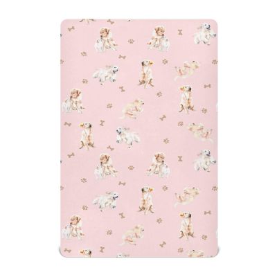 Crib Sheets for Boys Golden Retriever Toddler Baby Girl Sheets for Crib,Neutral Mini Crib Nursery Mattress Sheets Fitted,Crib Mattress 52 * 28 * 9In Pink