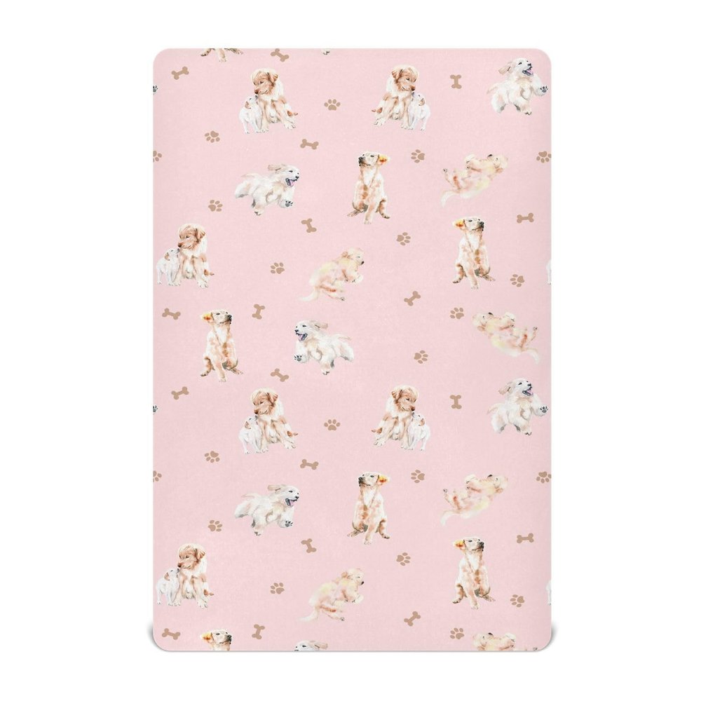 Crib Sheets for Boys Golden Retriever Toddler Baby Girl Sheets for Crib,Neutral Mini Crib Nursery Mattress Sheets Fitted,Crib Mattress 52 * 28 * 9In Pink