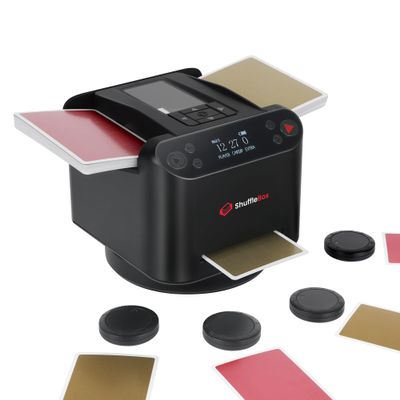 ShuffleBox G1 Pro Automatic Card Shuffler and Dealer 2-in-1, Eletric Shuffling and Dealing Machine All in ONE, Ultra Quiet, Rechargeable, Remote Card Calling, for Board Games and Poker Games (Black)