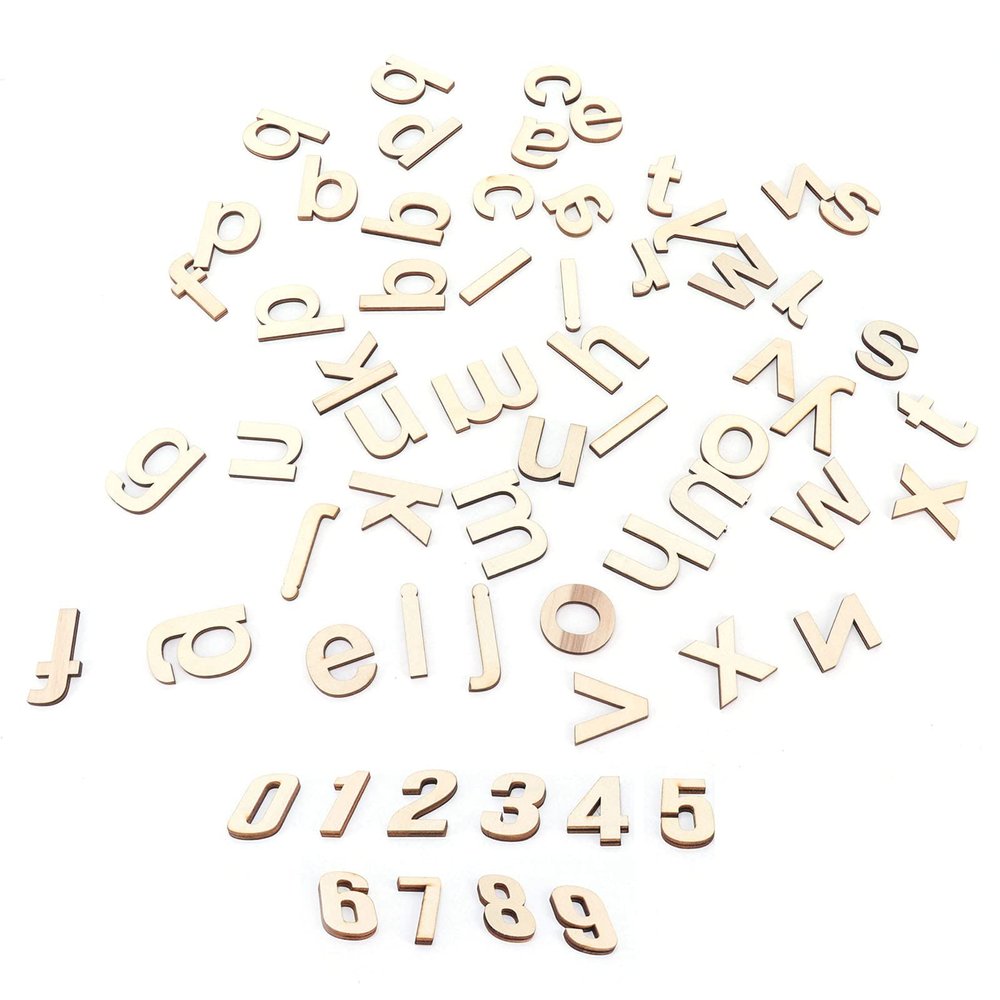 124Pcs Wooden Letters,Wooden English Letter Shape Chips Decoration Wood Pieces Exquisite Home Decor DIY Crafts Wall Decor for Living Room