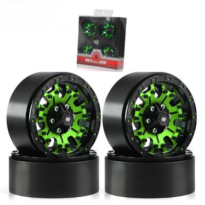 1.9 Beadlock wheels aluminium alloy1.9 wheels Three color and style options available for 1:10 RC Crawler Axial SCX10 SCX10 II TRX4 RC4WD D904pcs (Green)