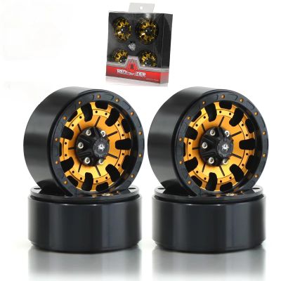 1.9 Beadlock wheels aluminium alloy1.9 wheels Three color and style options available for 1:10 RC Crawler Axial SCX10 SCX10 II TRX4 RC4WD D904pcs (BlackGold)