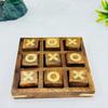 Nautical Replica Hub 5" Tic Tac Toe Game, Rustic Wooden Coffee Table Game, Wood Tic-tac-Toe Board Game with Decor, Family Games for Adult & Kids view 2