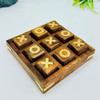 Nautical Replica Hub 5" Tic Tac Toe Game, Rustic Wooden Coffee Table Game, Wood Tic-tac-Toe Board Game with Decor, Family Games for Adult & Kids view 3