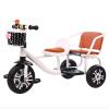 JIYIAN Double Seat Children Tricycle,Toddler Tricycle Kids Classic Tricycle with Back Seat Storage Basket Built-in Multifunction Trike Perfect Toys for Girl Gifts Trikes,White view 1