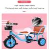 JIYIAN Double Seat Children Tricycle,Toddler Tricycle Kids Classic Tricycle with Back Seat Storage Basket Built-in Multifunction Trike Perfect Toys for Girl Gifts Trikes,White view 2