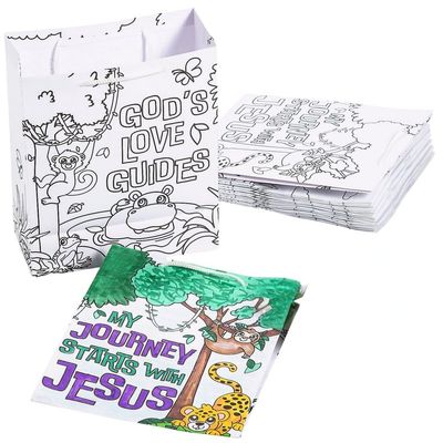 7 1/4" x 9" Color Your Own Medium Jungle VBS Paper Take Home Bags - 12 Piece, Vacation Bible School 2024