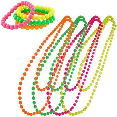 APXMMVW Neon Plastic Bead Necklace Bracelet Retro Party Clothing Accessories, Party Beaded Clothing Necklace, Birthday Party Dressing, m, Plastic, No Gemstone, Medium