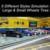 10 Set 1 64 Wheels Small and Large 1/64 Wheels and Tires Set with 5 Styles Wheels and Removable Rubber Tires Suitable for Modification of Narrow Chassis 1 64 Scale Cars (White) view 2