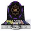 HEITOK Clay Poker Chips Set  500pcs 14g Casino Grade Poker Chips with Denominations, Aluminum Carrying Case, 2 Decks, 5 Dice, Dealer Buttons  Professional Texas Holdem Kit for Home Game Night view 1