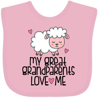 inktastic Great Grandchild Lamb Great Grandparents Love Me Baby Bib Pink 439f3