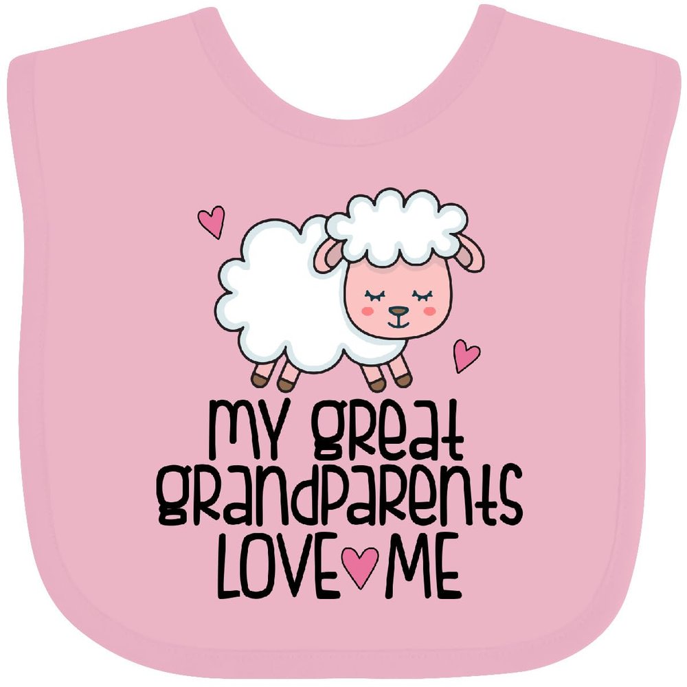 inktastic Great Grandchild Lamb Great Grandparents Love Me Baby Bib Pink 439f3