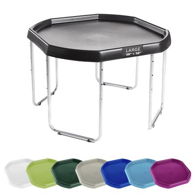 MEKA Large 38"x38" Tuff Tray Set Black, Activity Sensory Tray Plus Stand Children, Outdoor Play Sand and Water Table for Toddlers and Kids, Toy Boys Girls
