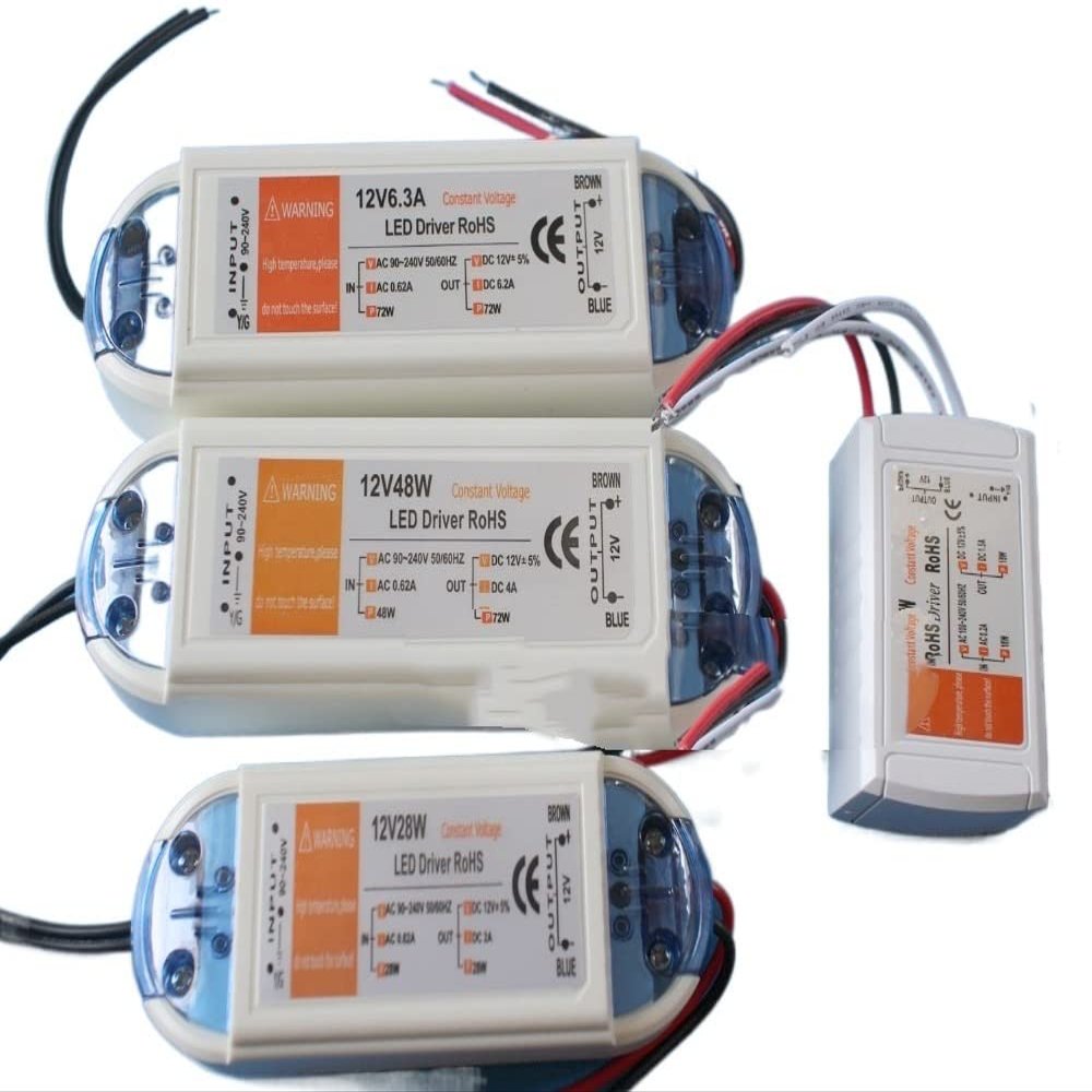 PGMTDEFXJO 12Volt Power Supply 12V LED Driver 18W 28W 48W 72W 100W AC 110V 220V to 12V DC Lighting Transformer Adapter for LED Strip CCTV