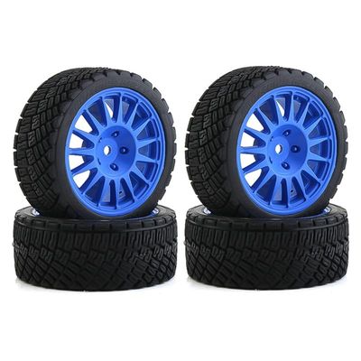 VERBANA for Tamiya TT01 TT02 1/10 RC Racing Car Tires On Road Tyre Wheel RC Car Tire Kit Replacement for Tamiya TT01 TT02 XV01 TA06 RC Car Upgrades Accessories Parts, Blue