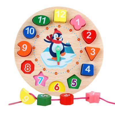 Vaveren Wooden Shape Color Sorting Clock Early Learning Toy Colorful Unique Educational Toy Recognition Toy for Baby Ages 3+