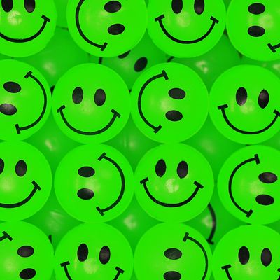 Entervending Bouncy Balls for Kids - 1" Glow in The Dark Smile Face Bouncy Balls - 24 pcs Bulk Rubber Balls - Vending Machine Toys - Party Favors Goody Bag Stuffers Classroom Prizes