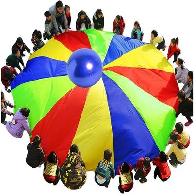 MekUk Outdoor Toys Play Rainbow Parachute with Balance Ball, Kids Adult Family Games Outdoor Party Teamwork Games Parachute for Kindergarten Outdoors (Size : 3m/9.84ft)