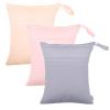 ALVABABY 3pcs Cloth Diaper Wet Dry Bags Waterproof Reusable with Two Zippered Pockets Travel Beach Pool Daycare Soiled Baby Items Yoga Gym Bag for Swimsuits or Wet Clothes 3L-ZM10 view 1