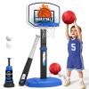 Wee Wonders 2 in 1 Toddler Basketball Hoop and T Ball Set with Automatic Pitching Machine - Adjustable Height, Kids Basketball Hoop Suit for Indoor/Outdoor, Sport Toys Gifts for Boys Age 3-5, Black view 1
