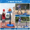 Wee Wonders 2 in 1 Toddler Basketball Hoop and T Ball Set with Automatic Pitching Machine - Adjustable Height, Kids Basketball Hoop Suit for Indoor/Outdoor, Sport Toys Gifts for Boys Age 3-5, Black view 2