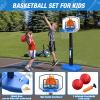 Wee Wonders 2 in 1 Toddler Basketball Hoop and T Ball Set with Automatic Pitching Machine - Adjustable Height, Kids Basketball Hoop Suit for Indoor/Outdoor, Sport Toys Gifts for Boys Age 3-5, Black view 4
