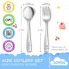 AUOIKK 10-Piece Toddler Flatware, Kids Utensils Stainless Steel Cutlery Set, Children Safe Spoons and Forks with Ergonomic Handle, Easy to use and Dishwasher Safe (Crocodile and Bear) view 2