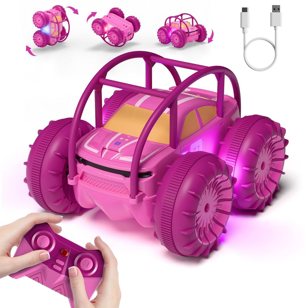 MaxTronic Amphibious Remote Control Car,Rechargeable RC Cars Toy 360 Flips Rotation Stunt Crawler 15KM/H 4WD All Terrain Outdoor Indoor Toy for Kids Boys Girls 3-12