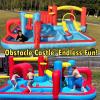 Whubefy 14.3x14.3Ft Inflatable Bounce House, Obstacle Course Bounce Houses with Water Slide, Obstacles Tunnel, Boxing Area, Multi Ball Pit Pools, Blow up Bouncy House for Kids Indoor Outdoor Backyard view 3