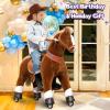 PonyCycle Large Horse Ride on Pony for Kids Riding Horse Rocking Horse (with Brake/42.5" Height/Size 5 for Age 7-12) Ride-on Animals Plush Pony Toys No Electricity Brown Ux524 view 2