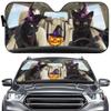 Personalized Pumpkin Cat Driving Auto Front Windshield Sun Shade Car Sunshades Funny Animal 57x27.5 Inches Car Front Window Shades Truck SUV Sun Visor UV Rays Blocks view 1