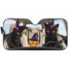 Personalized Pumpkin Cat Driving Auto Front Windshield Sun Shade Car Sunshades Funny Animal 57x27.5 Inches Car Front Window Shades Truck SUV Sun Visor UV Rays Blocks view 2
