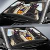 Personalized Pumpkin Cat Driving Auto Front Windshield Sun Shade Car Sunshades Funny Animal 57x27.5 Inches Car Front Window Shades Truck SUV Sun Visor UV Rays Blocks view 3