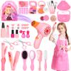 Hapgo Hair Salon Toys for Girls, 39 Pc Pretend Play Makeup Toys Set, Beauty Play Hair Styling Kit with Blow Dryer, Barber Apron and Scissors Accessories for 3-9 Year Old view 1