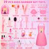 Hapgo Hair Salon Toys for Girls, 39 Pc Pretend Play Makeup Toys Set, Beauty Play Hair Styling Kit with Blow Dryer, Barber Apron and Scissors Accessories for 3-9 Year Old view 4
