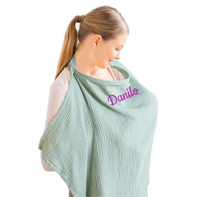 gorm Personalized Name Embroided Baby Breastfeeding Blanket Custom Newborn Nursing Cover Cotton Maternity Feeding Blanket (H,75x95cm)