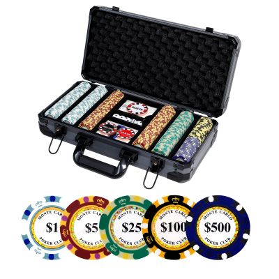 JIESITE 14g Clay Poker Chips Set 300 Pcs Poker Chips 39mm with High-end Aluminum Carrying Case/2 Decks of Plastic Playing Cards/Dealer Button for Poker Games Blackjack Texas Hold'em